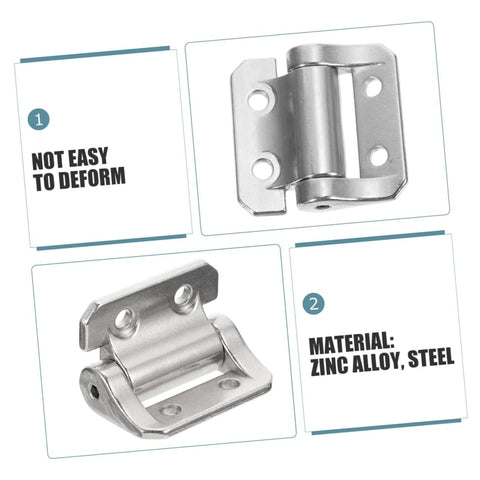 Door hinges for cabinets, zinc alloy; two heavy-duty self-closing hinges (front and side views).