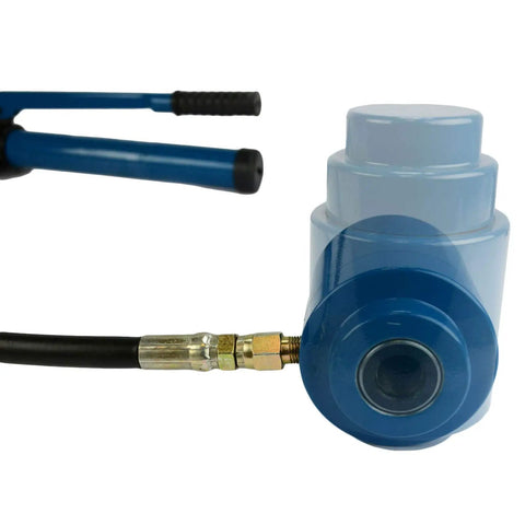 Heavy Duty Hydraulic Knockout Punch Driver For Electrical Conduit Holes, 13 Ton Capacity, blue cylinder detail view