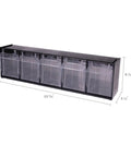 Five Bin Horizontal Tilt Bin Storage System With Interlocking Modular Design, Wall Mount Or Countertop Use, Transparent Tilt Out Bins.