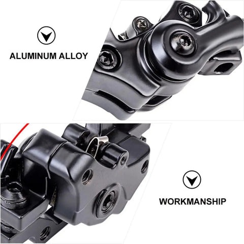 Close-up view of Two Sets Of Mechanical Mountain Bike Disc Brake Calipers Built To Perfection With Hardened Aluminum Alloy showing detail and craftsmanship.
