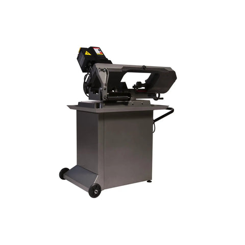 5 By 6 Inch Mitering Bandsaw With Variable Speed, Half Horsepower, 115V Single Phase, Fully Adjustable Ball Bearing Guides, No Fuss Dial Speed Change, Cast Head Swivels To 45 And 60 Degrees, Wheels For Easy Mobility