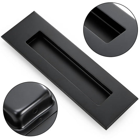 Four Pack 6 Inch Recessed Pocket Door Handles Flush Pulls For Sliding Barn Doors Pocket Doors Closets Cabinets And Drawers Matte Black Stainless Steel Hardware Space Saving Snag Free