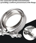 3.5 Inch Stainless Steel V Band Clamp Kit With Male And Female Flanges For Turbo Exhaust Systems shown in detail