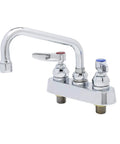 Brass Deck Mount Workboard Mixing Faucet with Six Inch Swing Nozzle, Lever Handles, Silver Finish, Half Inch NPT Inlets