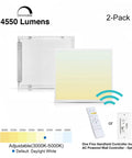 Two Pack 2x2 Foot LED Flat Panel Light With Backlit 4550 Lumens 35W CCT 3000K To 5000K Dimmable 2.4G Wireless Control