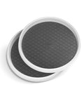 Two stacked Lazy Susan Turntable Organizer 10 Inch 360 Degree Rotating Tray For Kitchen Cabinets, Pantry, Non Skid Base visible.