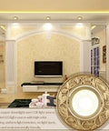 Set Of 12 Top Shelf Brass Recessed Downlights 3.8 Inch Dimmable Cob LED Directional Can Lights in elegant living room setting.