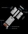 Exploded view of 60W Diode Laser Cutter Module For Laser Engravers With Air Assist, showcasing components and labels