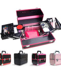 Durable Portable Aluminum Tool Box With Four Foldable Trays And Two Locking Clasps Heavy Duty Tool Chest Organizer For Garage Or Workshop