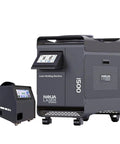 Heavy Duty 1500W Double Wobble Laser Welder Cutting And Cleaning Rig With Auto Wire Feeder For Tough Metal Jobs, side view of laser welder.