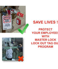 Universal Miniature Circuit Breaker Lockout Device For OSHA Compliant Lockout Tagout Programs on an electrical panel