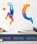 Watercolor Basketball Player Dunk Wall Stickers Dope For Boys And Teens Silhouette Peel And Stick Removable Wall Decor Art Murals