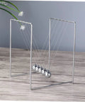 Silver metal Newton Cradle Pendulum Desk Decor For Home Office And School STEM Toy, Hands On Energy Balance Experiments