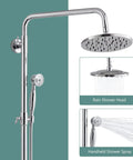 Dual Function Exposed Pipe Shower System with 8 Inch Round Rainfall Head, Brass Fixture, Polished Chrome Finish
