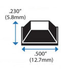 Heavy Duty Self Adhesive Rubber Feet 50 Pack Clear Trapezoid Bumper Pads With Super Sticky Backing For Non Slip Speaker Cushions And Laptop Guards That Keep Your Daily Setup Firmly Planted Made In Usa dimension diagram, size 0.5x0.23 inches.