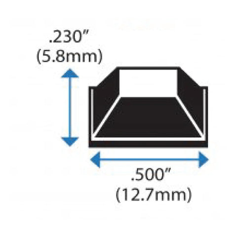 Heavy Duty Self Adhesive Rubber Feet 50 Pack Clear Trapezoid Bumper Pads With Super Sticky Backing For Non Slip Speaker Cushions And Laptop Guards That Keep Your Daily Setup Firmly Planted Made In Usa dimension diagram, size 0.5x0.23 inches.