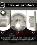 Detail views of Two Pcs Car Sun Visor Clip For Jeep Liberty 2005-2012 And Dodge Nitro 2008-2012, ABS plastic, white color.