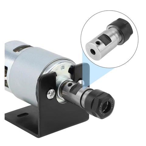 Rock Solid One Piece Motor Shaft Collet Chuck Spring For Milling Machines And Lathes Cnc Cutting Tool Holder crafted from high hardness steel mounted on a motor.