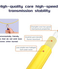 Diagram showing the Yellow LC To LC OS2 Duplex Fiber Patch Cord features, including flame retardant and low smoke properties.