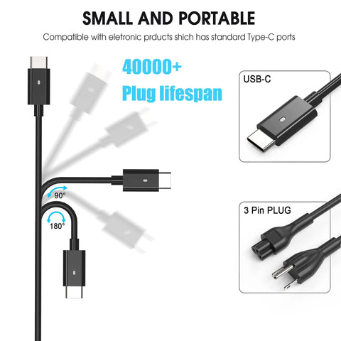 Detailed illustration of Beefy 130W USB C Fast Charge Laptop Charger Adapter For XPS 15 2in1 9575 with USB-C and 3-pin plug