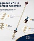 Washer Suspension Rod Kit 27.6 Inch Replacement For Samsung Top Load Washers, 4 Pack OEM-Size DC97-16350V, Stops The Wobble And DC Error, Restores Tub Balance, Compatible With WA54R7200AW US WA54R7600AW US WA54R7600AC US, 27.6 in steel rod