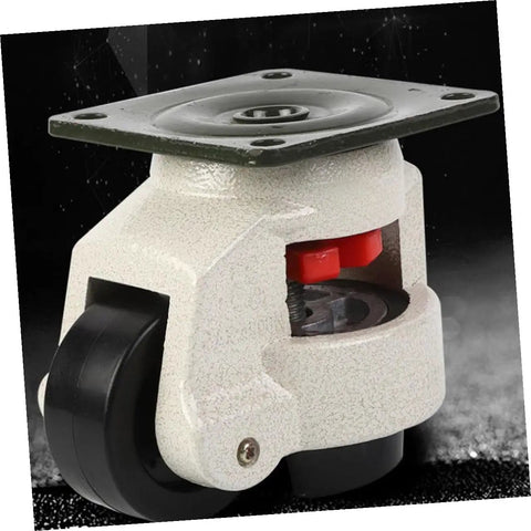 Heavy Duty Leveling Swivel Casters 4-Pc Set With GD-80F 500Kg Load Capacity For Workbenches And Industrial Equipment Easy Rolling Durable Bracket Rotating Plates For Stable Transport, white caster close-up