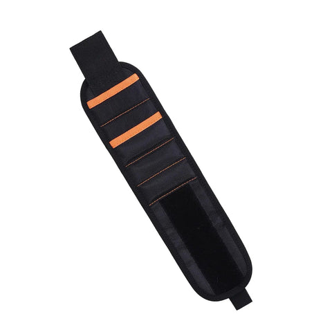 Magnetic Wristband With 10 Magnets And 1680D Polyester Build For Electricians, Breathable Wrist Tool Belt Holds Screws, Small Parts, Drills, And Fasteners Hands Free During Repairs, black with orange trim