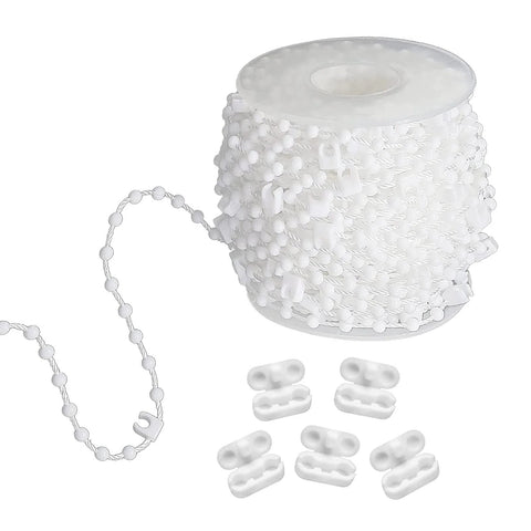 Vertical Blind Bottom Chain Kit 20 Meters With 200 Clips And 5 Plastic Chain Connectors For 3.5 Inch Slats 89 Mm DIY Replacement
