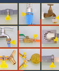 Yellow Stainless Steel Hose Clamps Pack of 14, Adjustable Thumb Screw Key Type, installed on various plumbing and machinery setups.