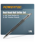 Slick Spring Loaded Dual Head Nail Setter With Center Punch For Precise Drilling And Marking Heavy Duty Hammerless Carpenter Tool, 5¼ inch heat-treated steel.