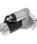 Beefy High Torque LS Mini Starter with clockable design, billet mounting block, and steel gears for LS engines, side view