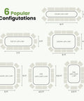 Diagram showing 6 configurations of Beefy Heavy Duty Galvanized Round Metal Raised Garden Bed 8 Ft Long By 2 Ft Wide By 1.5 Ft High Outdoor Planter Box Open Bottom Rust Resistant Steel For Vegetables Herbs Flowers Easy Assembly.