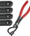 Exhaust Hanger Removal Pliers Set With 4 Hole Rubber Hanger Insulators Kit 5 Pieces Auto Repair Tool No Fuss For Removing And Replacing Muffler Hangers Universal Fit