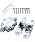 Two Pack Zinc Alloy Hidden Folding Door Hinges 23x95mm for Cabinets and Counters Concealed Mount with Screws