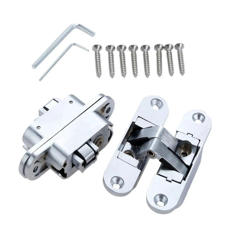 Two Pack Zinc Alloy Hidden Folding Door Hinges 23x95mm for Cabinets and Counters Concealed Mount with Screws