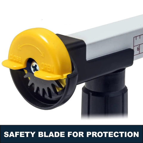 Box Resizer Tool With Safety Blade Cover And Scoring Wheel For Custom Box Size Up To 10 Inches Deep, No Guesswork Reducing Cartons To Exact Dimensions For Ecommerce, Retail And Warehouse Packing, safety blade cover close-up