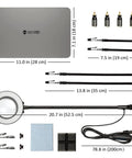 Components of Magnetic Helping Hands Soldering Station With Large 11.1x7.1 Inch Base, 5X LED Magnifying Lamp, arms, and PCB holders.