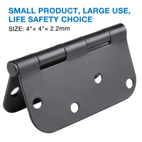 Top Notch 12 Pack Matte Black Door Hinges With Slick 5/8 Radius Corners And Smooth Full Swing Design, 4x4 inch size.