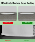Comparison image showing 3D print edge curling without glue and flat edges with Rock Solid 60ML 3D Printer Adhesive Glue For Ultra Strong Bed Adhesion