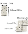 4 Pack White Nickel Screen Hinges For Kitchen Furniture 360 Degree Swivel Double Acting Heavy Duty Iron Folding Hardware With Mounting Screws showing size measurements of 46x43mm and 26.5mm