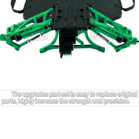 Aluminum Front And Rear Suspension A Arms Upgrade Kit For 1 By 10 Rustler VXL XL 5 And Stampede VXL XL 5 2WD With Tie Bar Replacement 3631 3655 Navy Blue, green arms on chassis