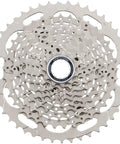 Top view of Deore 10-Speed Cassette CS M4100 11-42T Silver for all mountain bikes showing wide gear range and alloy construction