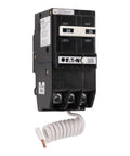 30 Amp Double Pole Circuit Breaker With GFCI Protection 120 240V Pigtail Neutral UL Listed Heavy Duty Safety For Home Electrical Panels No Sweat Install Reliable Power. black 30A double-pole breaker with white pigtail neutral