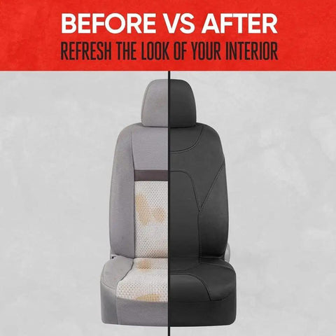 Before and after of car seat with Waterproof Neoprene Front Seat Covers For Cars, Trucks, And SUVs With AquaShield Tech.