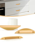 4 Pack Brushed Gold Crescent Cabinet Pulls With 5.79 Inch Overall Length And 3.75 Inch Hole Centers Matte Gold Half Moon Cupboard Hardware