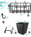 Pegboard Organizer Set 16 Pack With Bins Baskets Cups Hooks And J Hooks For One Eighth And One Quarter Inch Pegboards Black Holders
