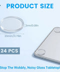 Clear Glass Table Top Slip Proof Pads With Self Adhesive Dots 20mm By 2mm Rubber Bumpers 24 pack with size details