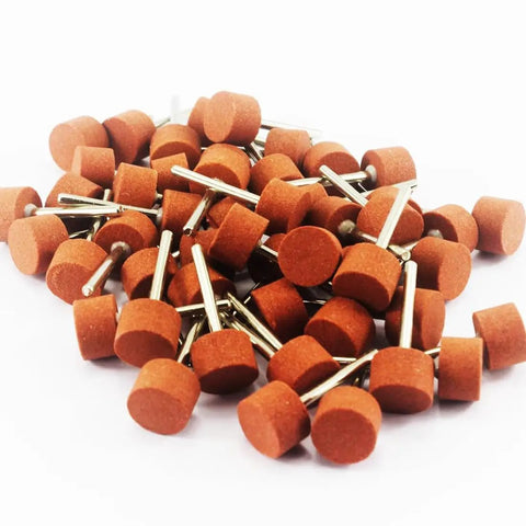 Set Of 50 Rotary Grinding Stones With 1/8 Inch Shank For Rotary Tools Aluminum Oxide Abrasive Mounted Bits For Sharpening, Grinding And Sanding 15mm Grinding Points scattered in a pile