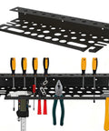 Two Tier Wall Mount Tool Rack For Screwdrivers And Pliers With 35 Holes, Heavy Duty Metal Organizer 15.75 Inch
