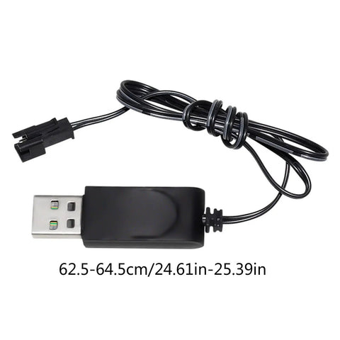 USB Charging Cable 3.7V 500mA Output SM2P for RC Cars and Drones Battery Accessory With LED, shown coiled and featuring SM2P plug